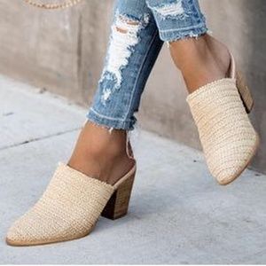 Never Worn Woven Heeled Mule